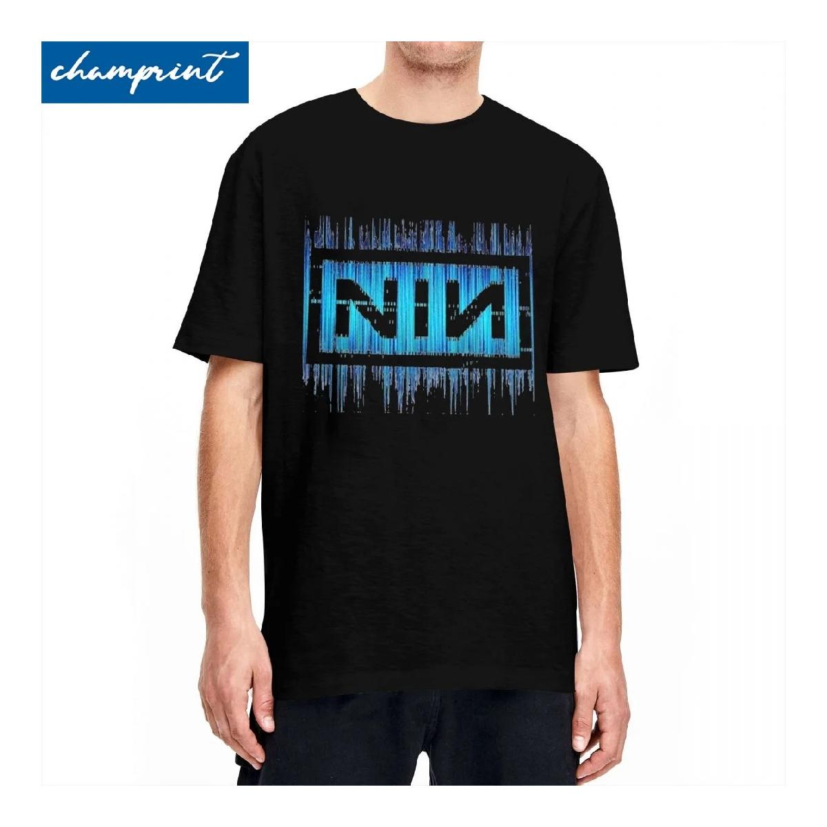

Harajuku Nine Inch Nails Tshirt Men O-neck Short Sleeve Clothes NIN Music Band Cotton Summer Tops Shirts XXXXXL чорний