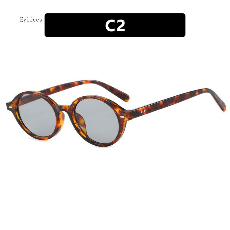 Vintage Oval Sunglasses Women Luxury  Designer Small Oval Sun Glasses Retro Men Rivets Sun Glasses Oculus luxury designer