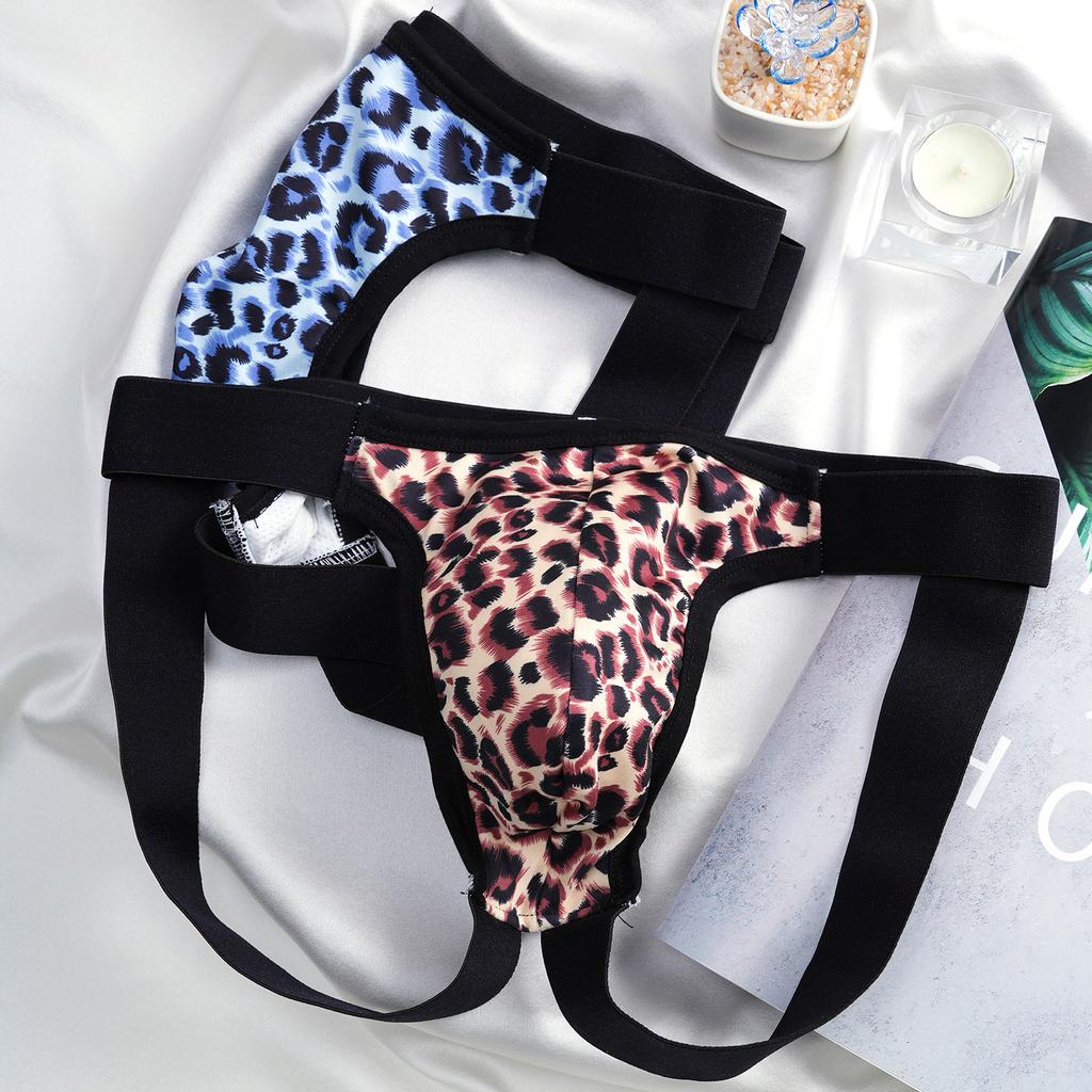 Pánské spodní prádlo s leopardím vzorem Sexy tanga Pánská vysoce elastická tanga