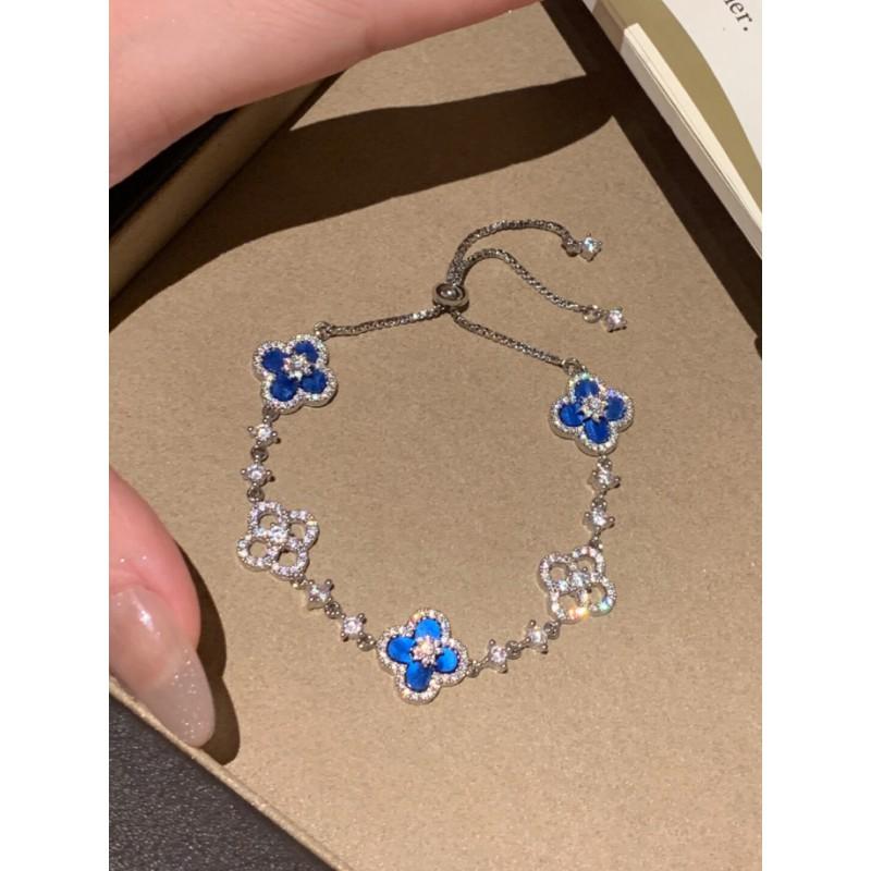 Sterling Floral Four Leaf Clover Jewelry Set With Pink Mother Of Pearl Inlay Women Necklace Earrings Bracelet