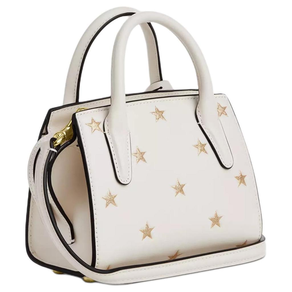 Coach Andrea 16 Star Print Zip Closure Leather Shoulder Crossbody Handbag Small Women handbag Chalk-White CW306-IMCAH