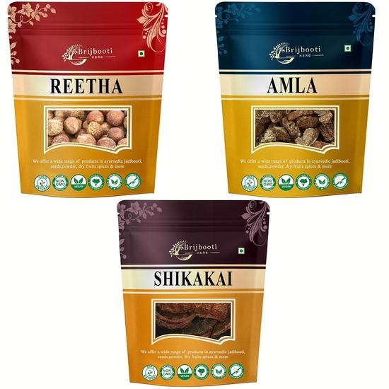 Birju Mahavir Combo Pack Reetha - Amla - Shikakai for Hairs 600 Gr