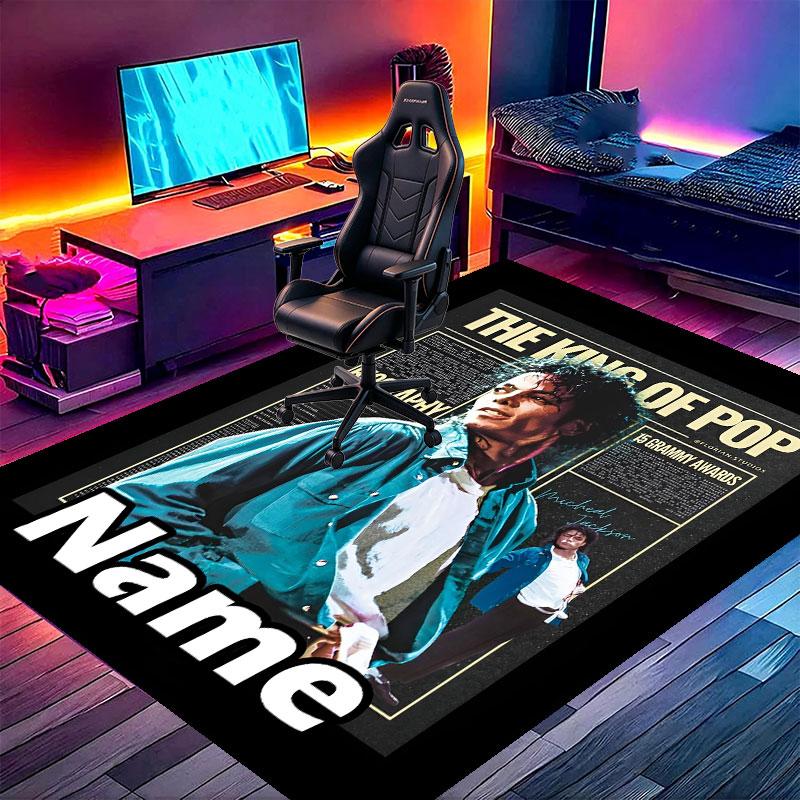 Custom Name Personalized Michael Jackson Print Carpet, Versatile Home Decor Rug, for Playroom, Apartment, Balcony, Entryway, Hallway Gift