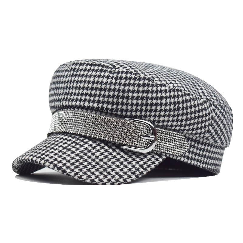Women's Vintage Octagonal Beret, Newsboy Hat, Casual Imitation Woolen, Plaid, New Fashion, 2024