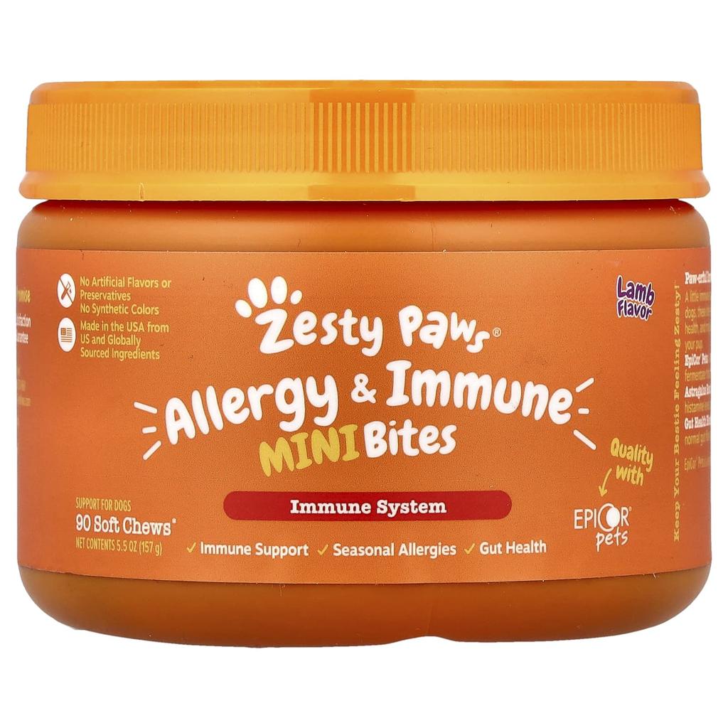 Allergy & Immunity Mini Bites, Dogs, Lamb, Soft Chews, 90 Pieces, 157G (5.5Oz)