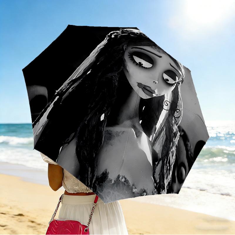 Day Dead 8 Ribs 3Fold Black Glue Uv Protection Umbrella Sun Protection Rainproof Compact Folding Umbrella For Travel Daily Use C923454
