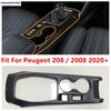 Central Control Gear Shift Water Cup Panel Cover Trim For Peugeot 208 / 2008  - 2025 ABS Carbon Fiber Accessories Interior