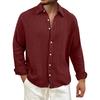 Men's Solid Color Wrinkled Lapel Long Sleeve Shirt Men's Casual Fashion Long Sleeve Shirt