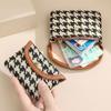 Double Layer Plaid Canvas Short Coin Purse Stripe Lattice Money Bag Square Makeup Bag Students