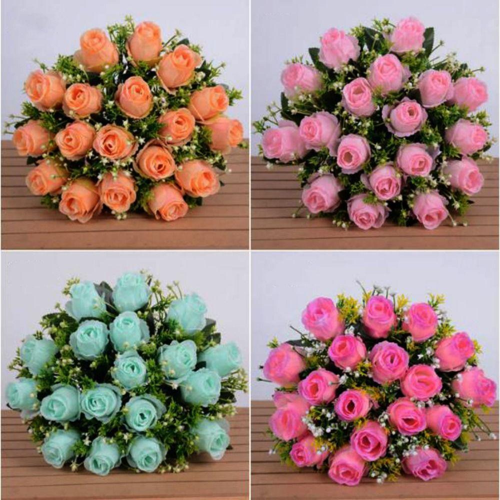 Mini Real Happy Flower 18 Head Natural Simulated Rose Valentine's Day Flowers  Home Decorative