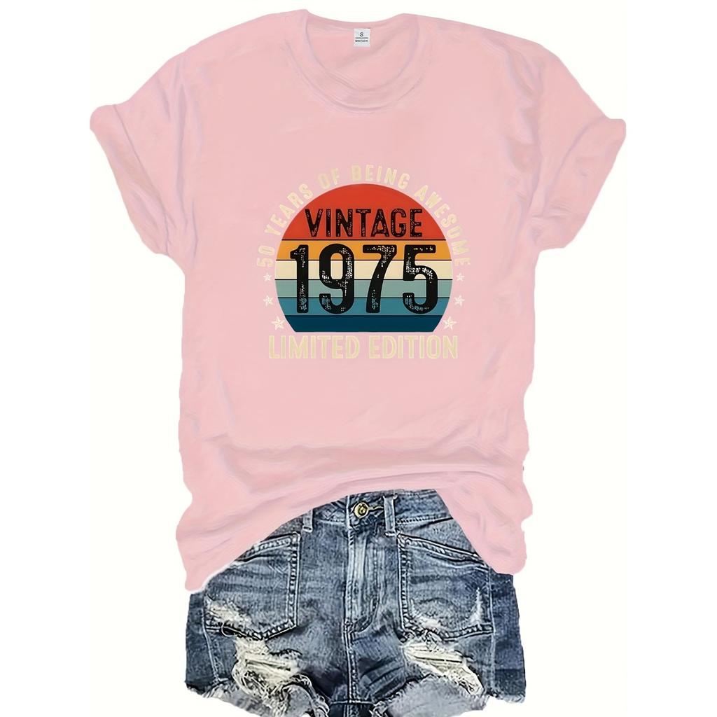 Women's T-shirt casual round neck short sleeved top regular length letter printed T-shirt