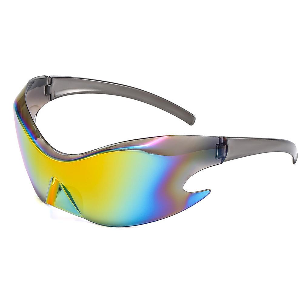 Fashion New Personality Conjoined Sunglasses Frameless  Sports Sunglasses Colorful Riding Sunglasses Tide