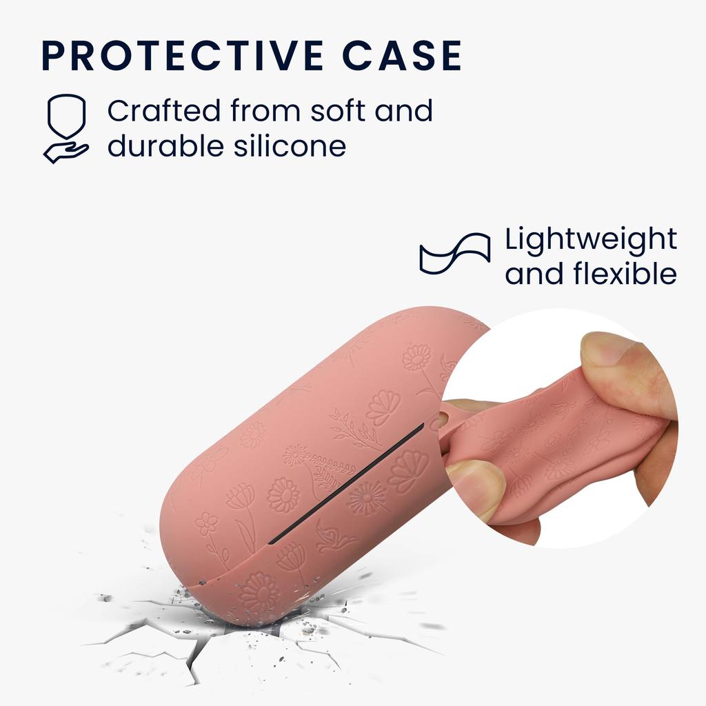 kwmobile Earphone Case Compatible with Sony Case Protective Case Dustproof Shockproof Silicone Embossed Pattern Design WF-C700N -