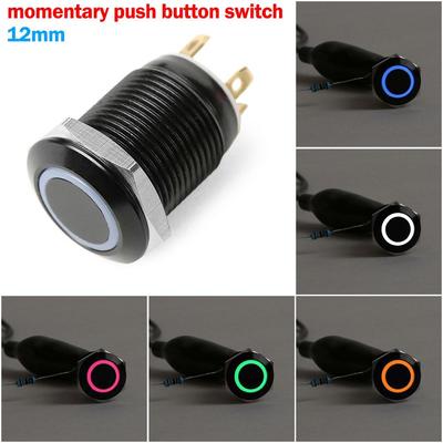 Electronics Black 12V 4Pin Momentary Switch Car Latch 12mm Push Button LED Power