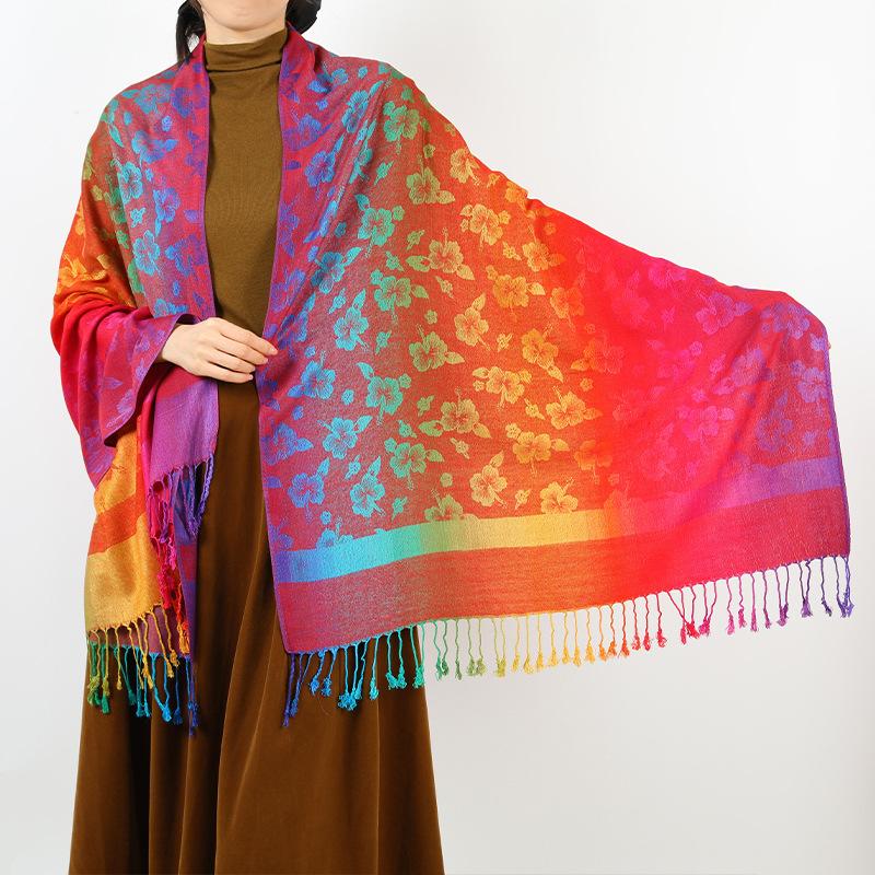 New Products Are On the Shelves In Spring and Autumn, Shawls, Colorful Jacquard Cashew Nut Long Scarves, Travel Photos, Scarves, Women's Bags.