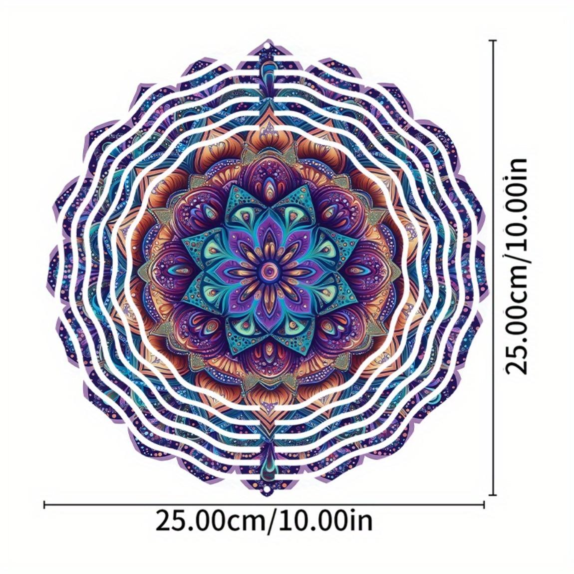 

10-дюймовый металлический мандала-ветряк, садовый декор для патио, двора, улицы, яркий синий, фиолетовый, зеленый, подвесное украшение с крючком 360°, всесезонный 01A