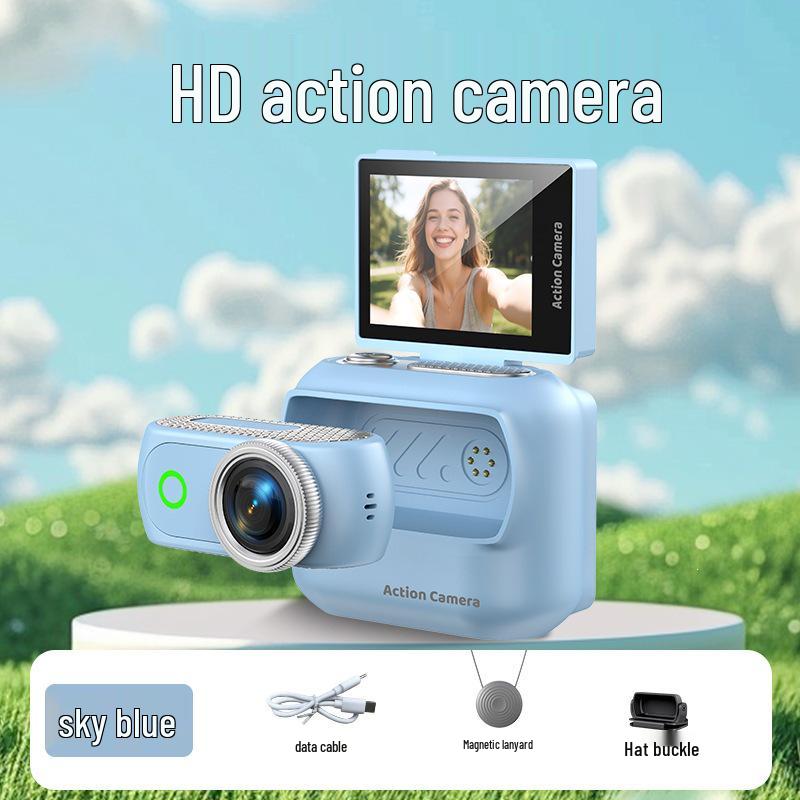 Ultra-Clear Sports Camera with Flip-Out Display and Magnetic Mount for Outdoor Recording