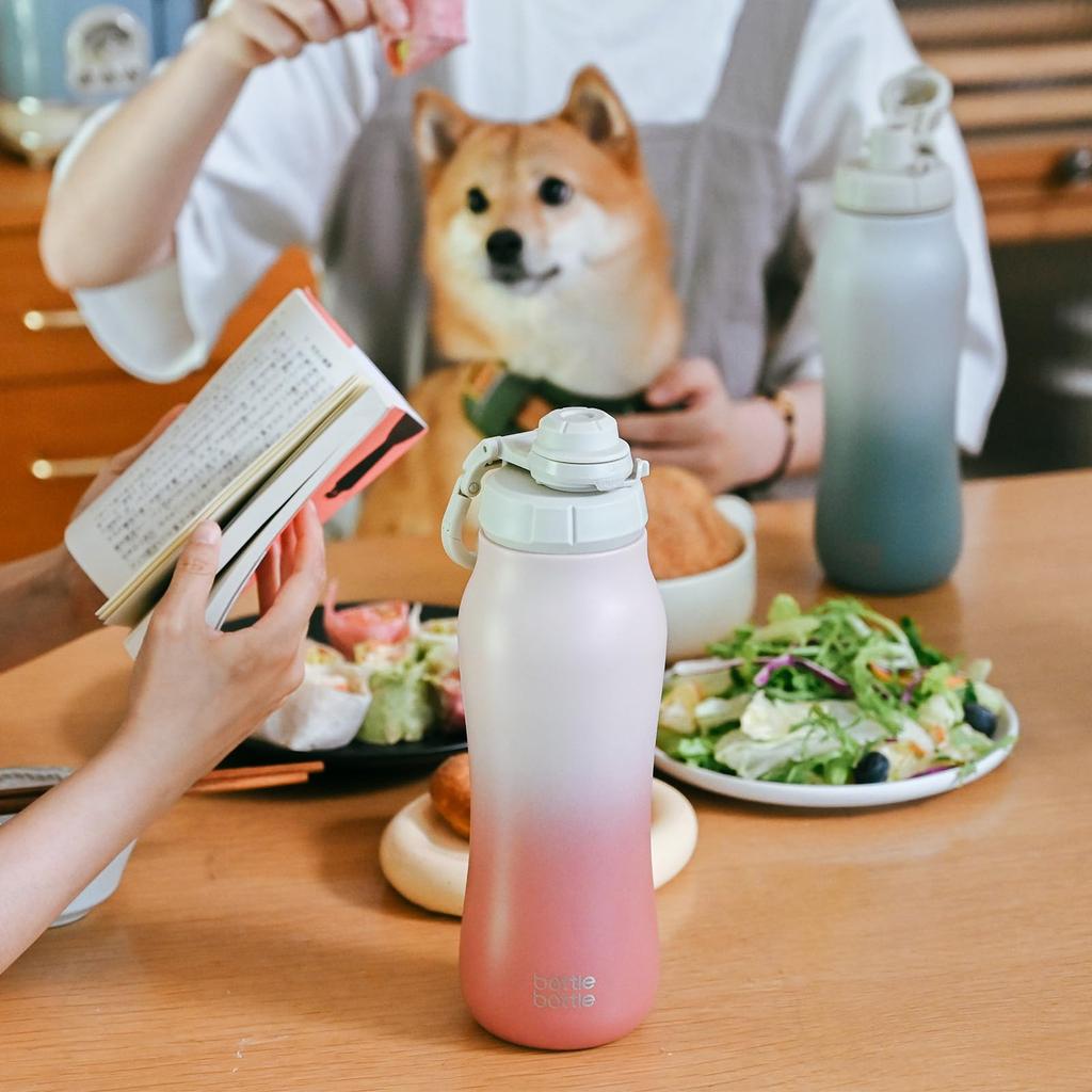 BOTTLE BOTTLE Children's Water Bottle, 750ml, Vacuum Insulated, One-Touch Sports Bottle with Cover, Wide Mouth, Large Capacity, Includes Cleaning