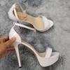 Women Sandals New 14cm Sexy Supper High Heels Patent Leather Nighclub Open Toes Platform Sandal Party Wedding Shoes Shoe