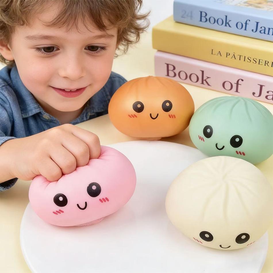 Squeezy Dumplings Squishy Steamed Bun Toy Stress Relief Fidget Toy Slow Rebound Soft TPR for Kids Adults Dough Ball Unique High Quality Gifts