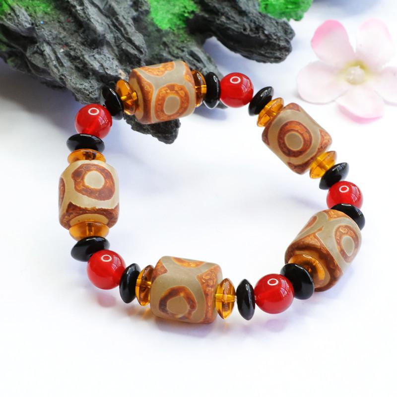 Juan Yu Schwarzer Achat & Neunäugige Dzi-Perle Armband MN3063001