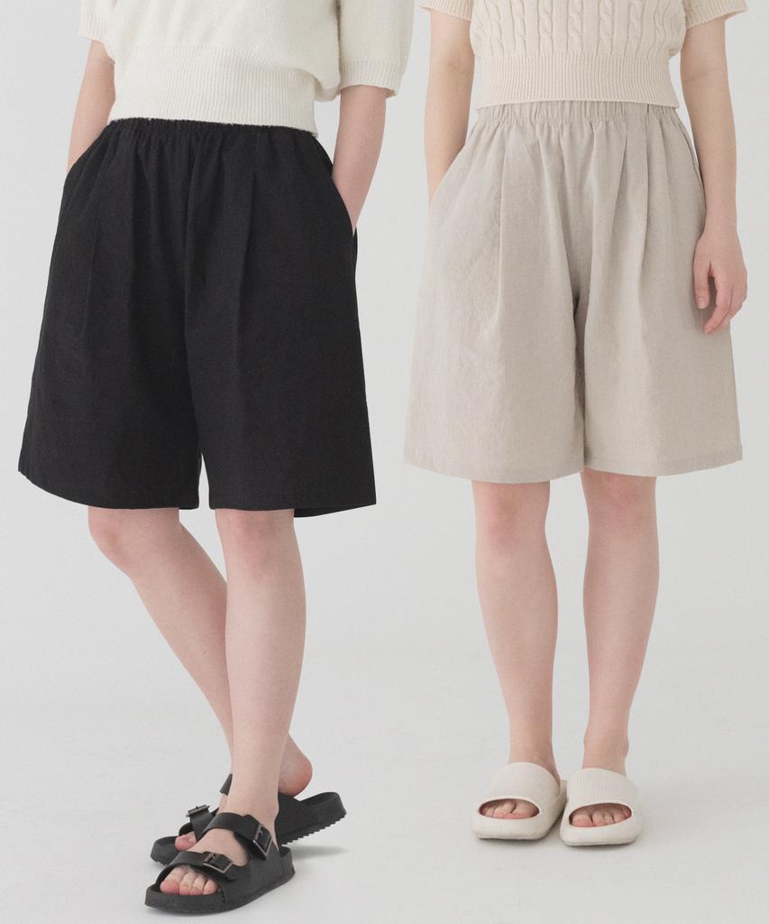 PIANER [2 Pack] Comfortable Linen One-Pleat Bermuda Shorts (3 Colors)