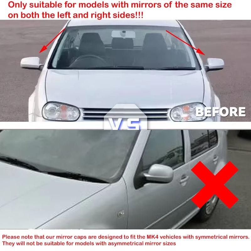 For VW Golf 4 MK4 1998-2002 Passat B5 Jetta Car Rearview Side Mirror Cover Car Sticker Wing Cap Exterior Door Case Trim Silver