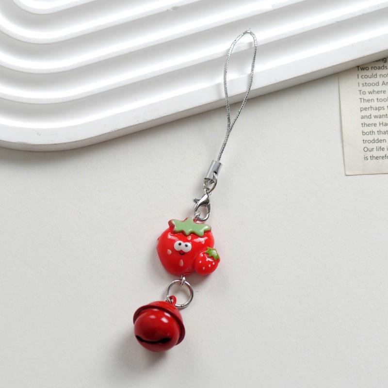 Strawberry Bell Pendant: Cute Cartoon Keychain & Phone Charm - Perfect Gift for Couples and Friends