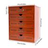 Vintage Wooden Desk Organizer with 5 Drawers, Stackable Library Card Catalog Apothecary Cabinet w/Label Slots for Home Office