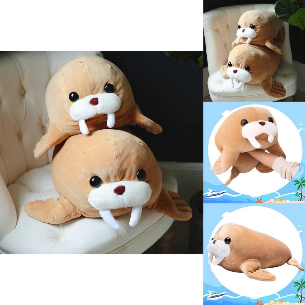 Soft Plush Stuffed Animal Walrus Pillow For Bedroom Or Office Decor