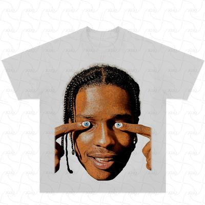 Rapper ASAP Rocky Retro Grafik T-Shirt Herren Hip Hop Kleidung T-Shirts Y2k Unisex Mode Übergroßes Ghetto Gangster Oberteil
