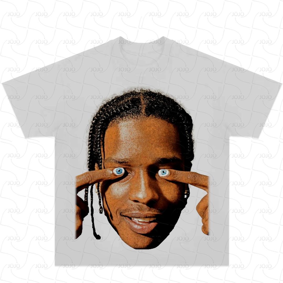 Футболка с ретро-графикой рэпера ASAP Rocky, мужская хип-хоп одежда, футболки Y2k, унисекс, модная, оверсайз, гетто-гангстерский топ S