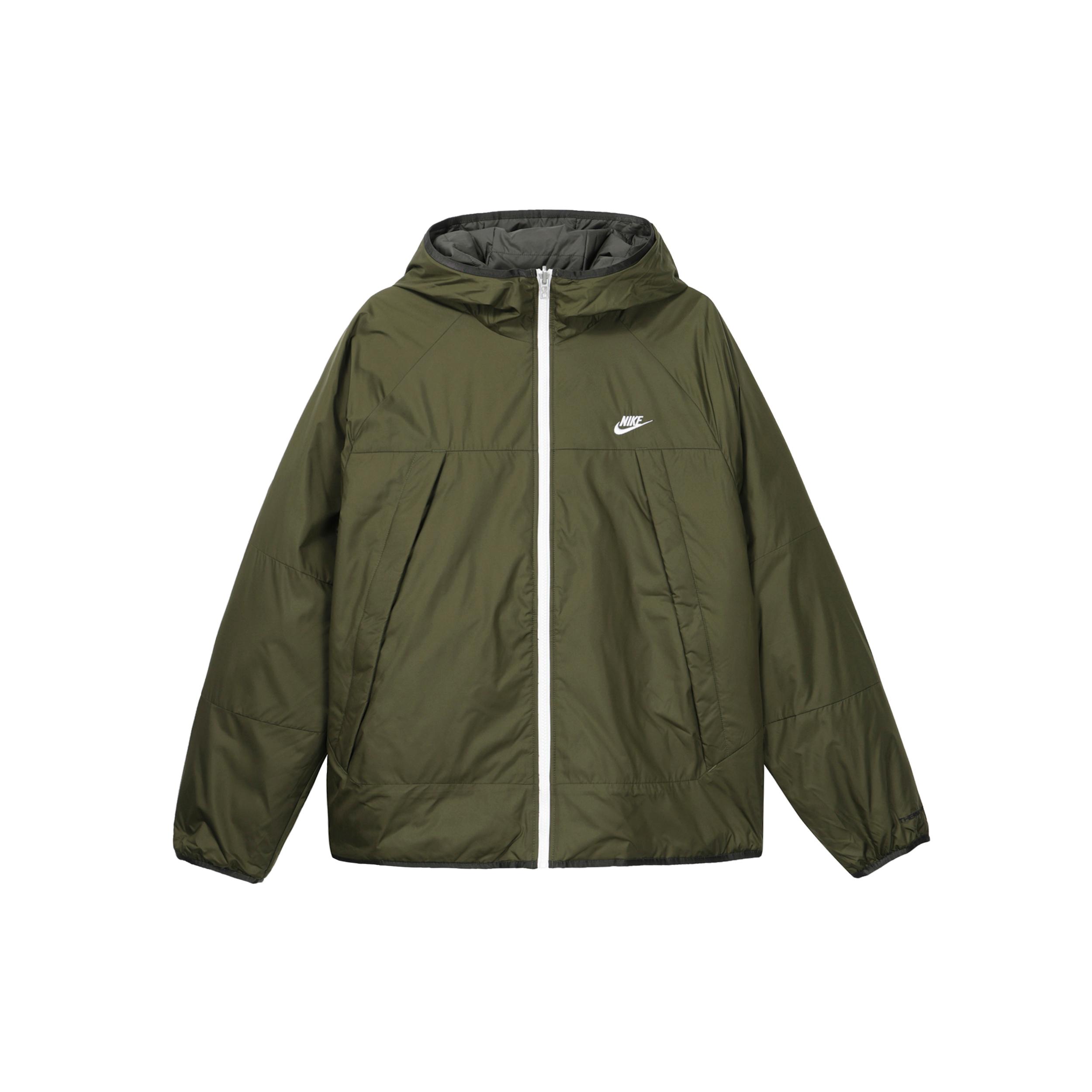 Куртки Nike Мужские Зеленые С Капюшоном Умеренные Двусторонние DH2784-326 S