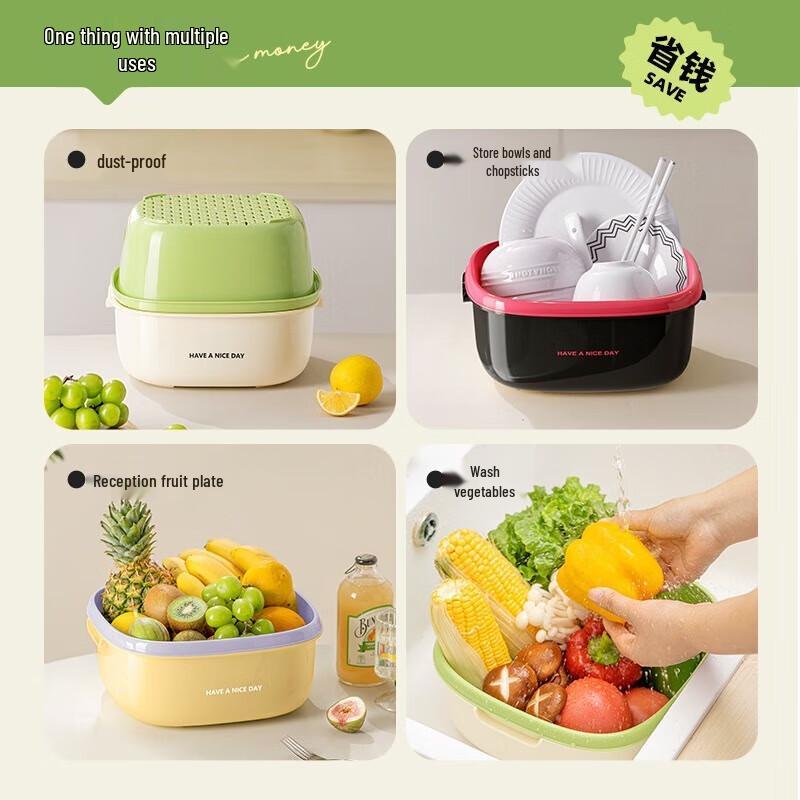 Double-Layer Fruit Draining Basket