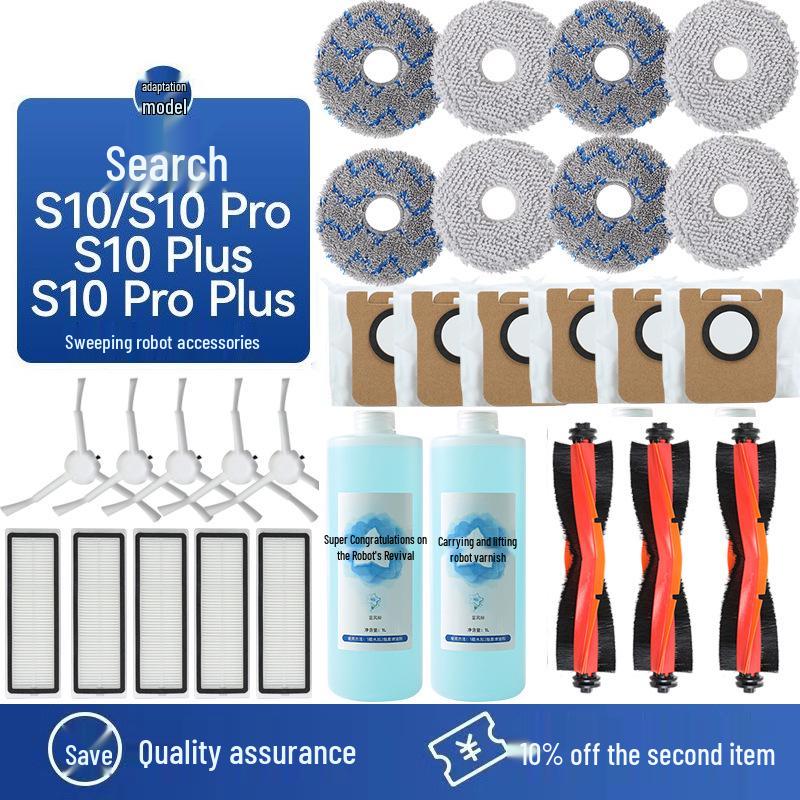 Kompatibilní příslušenství pro robotický vysavač Dreame S10/S20/X10: Válcový kartáč, Boční kartáč, Filtr, Mopovací utěrka, Sáček na prach