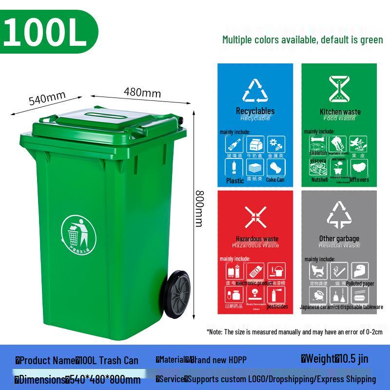 Large Capacity Trash Can with Lid and Foot Pedal for Residential or Commercial Use, Suitable for Outdoor Waste Sorting