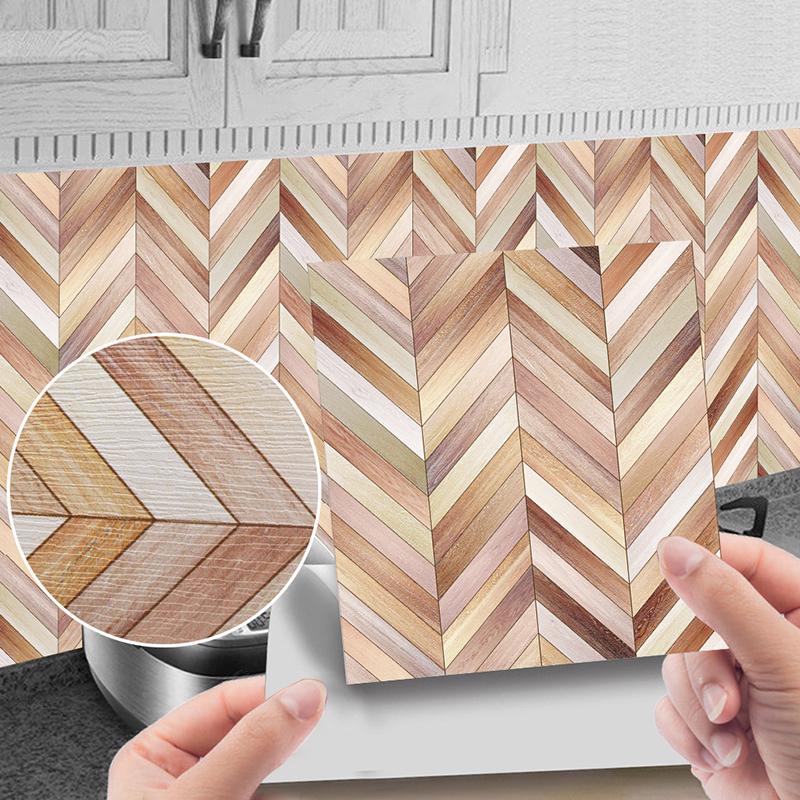 20Pcs Waterproof Wall Stickers Imitation Wood Grain Tile Floor Wall Sticker Self Adhesive Living Room Bathroom Home Decor