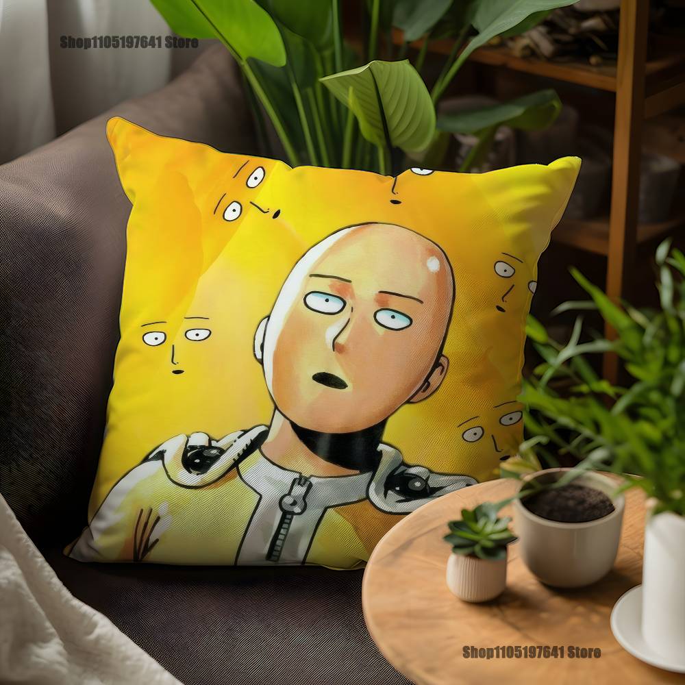 One P-Punch Man Saitama Pillow Case For Sofa Decor Car Office Room Printing Cushion Cover Decorations and Protector