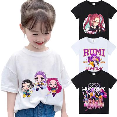 Kpop Caçadores de Demônios Roupas Infantis Camiseta de Manga Curta Camisas Fofas Rumi Zoey Mira Tops Harajuku para Meninos Meninas Roupas Presente