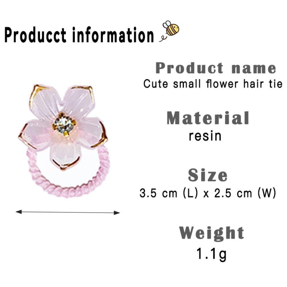 Rhinestone Decor Elastic Hair Bands Durable Cute Design Girls Hair Ties Flower Design Non-Slip Braiding Hair Ropes