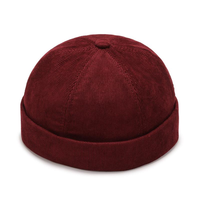 Winter Autumn Corduroy Beanie Hats Solid Color Landlord Hat Streetwear Hip Hop Brimless Hat Adjustable Docker Cap Wholesale