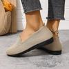 Flat Bottomed Round Toe Knitted Shoes, Women's Solid Color One Foot Walking Mesh Shoes, Breathable Daily Shoes