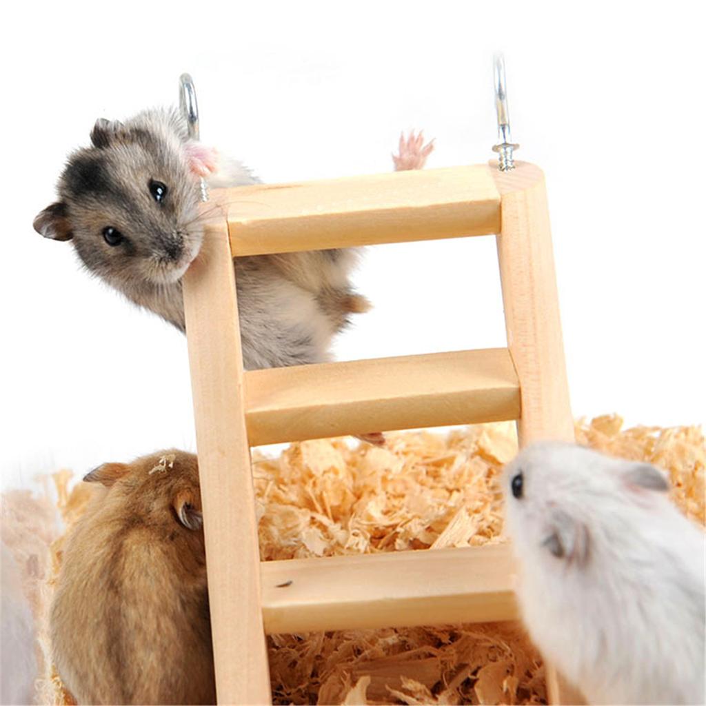 Wood Climbing Ladder with Metal Hooks Wooden Bridge Easy Connection To Wire Cage