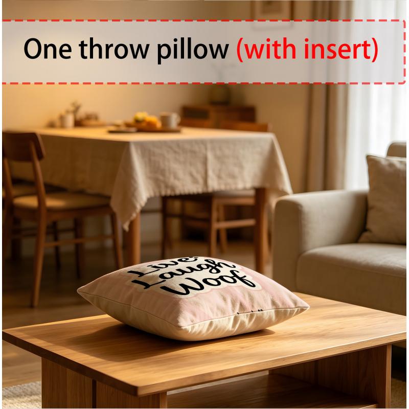 Throw Pillow 18.18 Inch Live Laugh Woof Print, Cushion Accent Pillow Includes Pillow Core For Sofa Decor