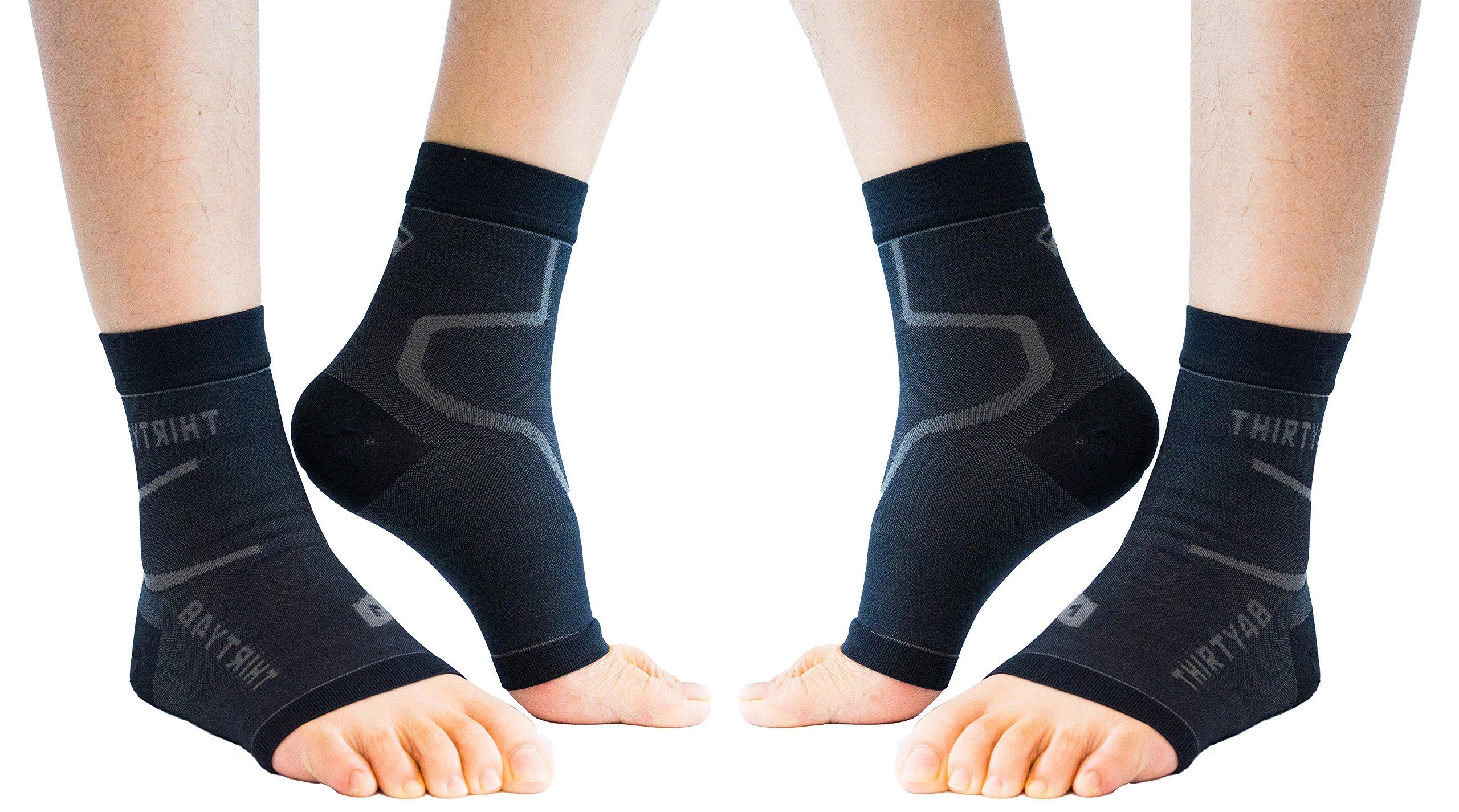 

Thirty48 Plantar Fasciitis Compression Socks or 2 with Foot Compression Sleeves (1 Pairs) 20-30mmHg чёрный