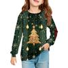 Christmas Day Girls' Long Sleeve Blouse - Round Neck Soft Waist Tunic