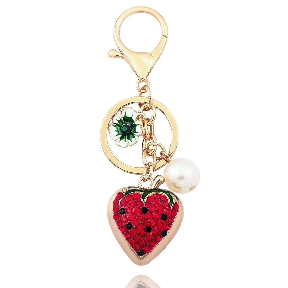 Cartoon Simulation Fruit Keychain Enamel Metal Key Rings New Fruit Bag Pendant Keychain Jewelry