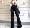 Kadın Retro Yüksek Bel Bootcut Kot Pantolon Esnek Geniş Bacak Denim Pantolon Popo Kaldırıcı İspanyol Paça Pantolon Günlük Giyim Kemeri Bel
