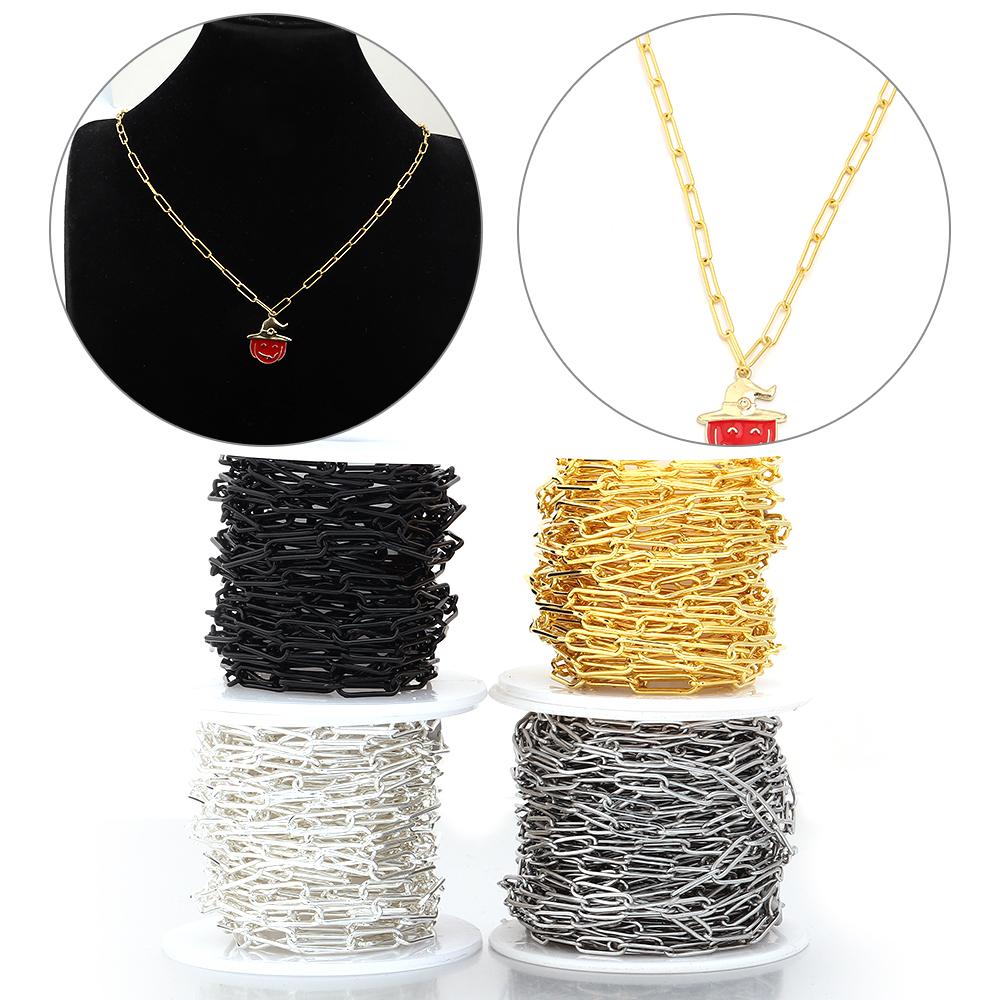5Yards/Roll 12x4mm Paperclip Iron Chain Metal Bulk Link Chains For Jewelry Making DIY Necklace Bracelets Accessories Wholesale