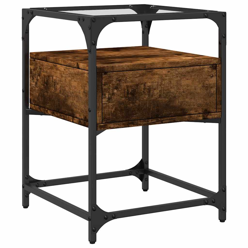 Nightstand Smoked Oak 40x40x55 cm Engineered Wood